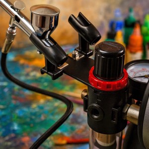 Wiltec Pistolenhalter Anbau Druckregler Airbrush Zubehör Halter Ablage Pistole