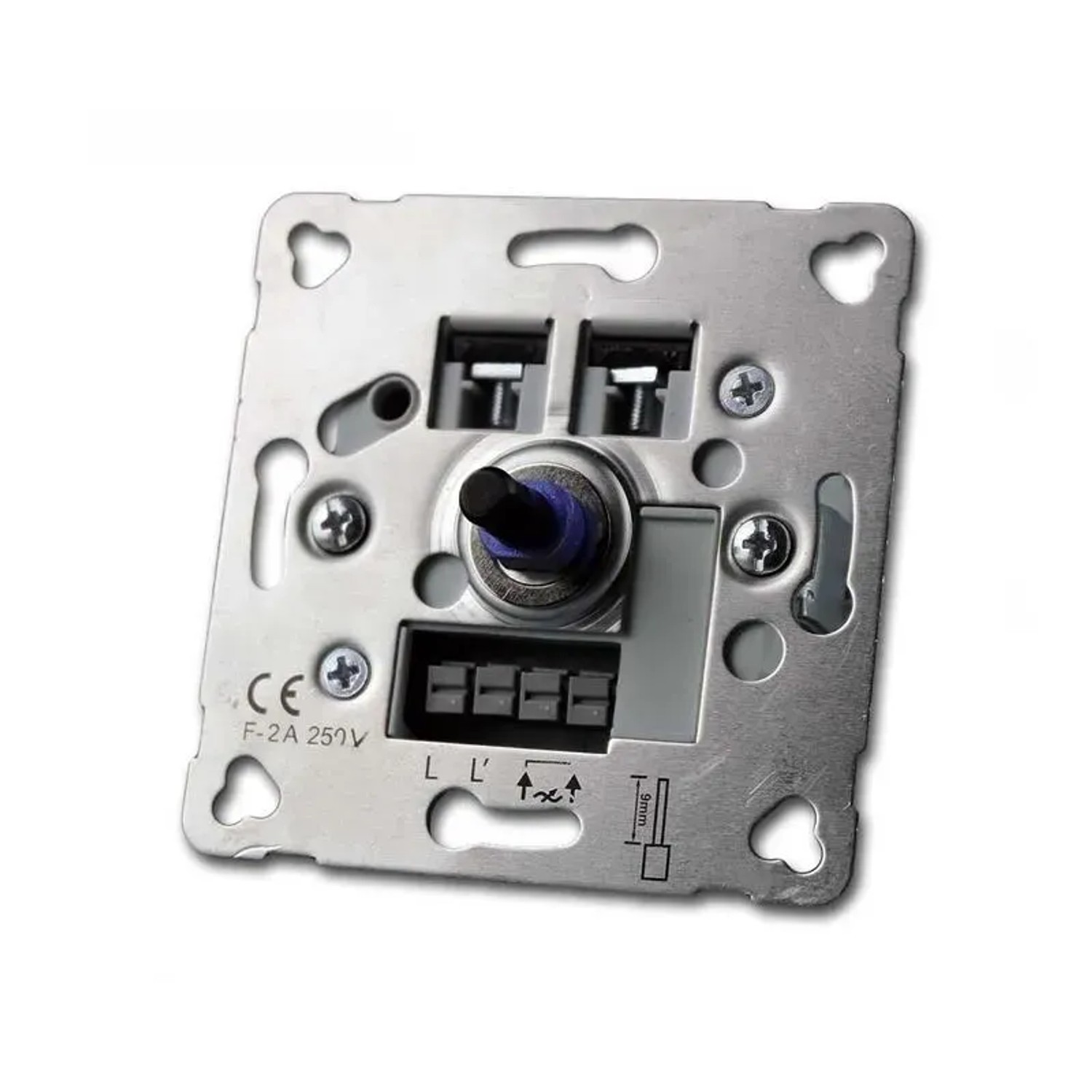 TEM EKONOMIK LED Dimmer, silberfarbener Unterputz-Drehdimmer für Schalterprogramme.
