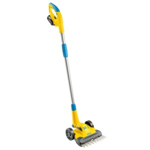 Gloria Finecut 18 V Akku-Rasentrimmer: Gelber Rasen- und Kantenschneider mit Rädern.