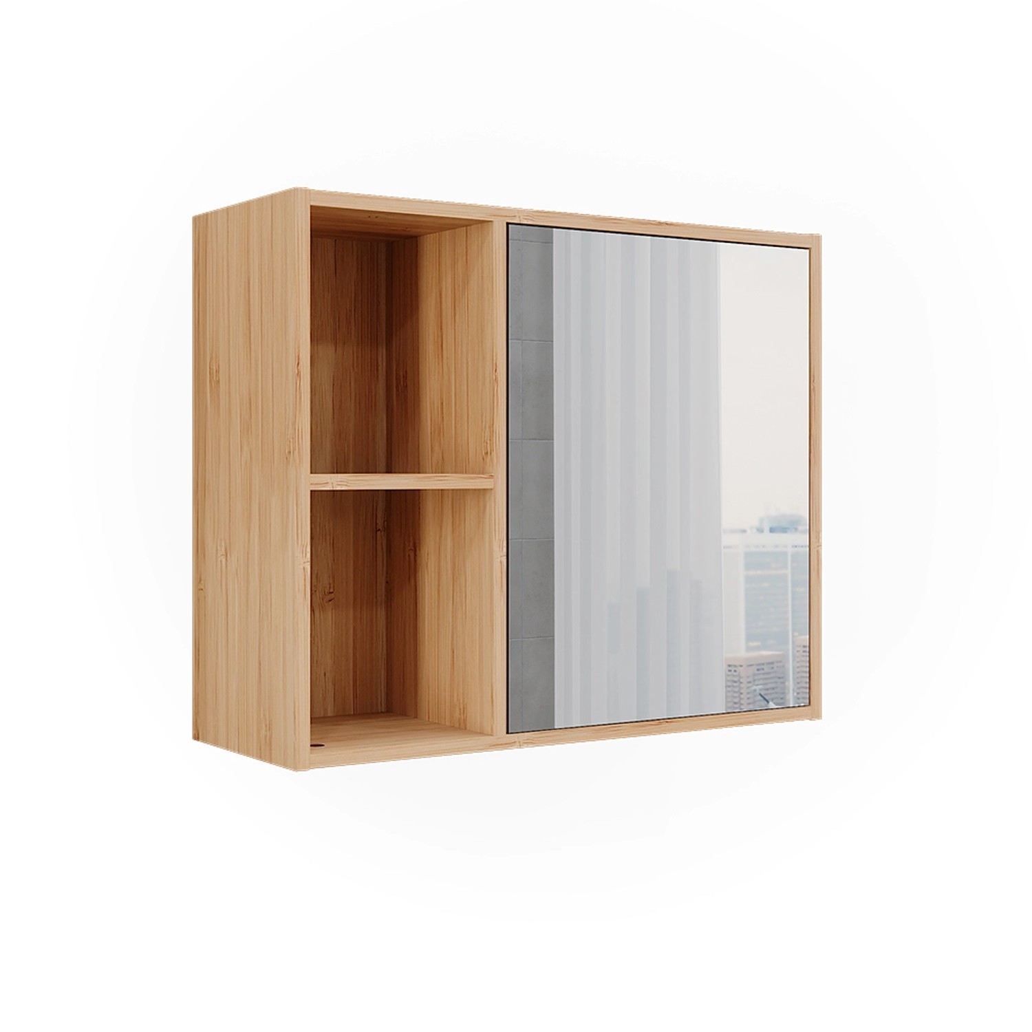Vicco Badspiegelschrank Lucie Bambus 54 x 45 cm mit Spiegel