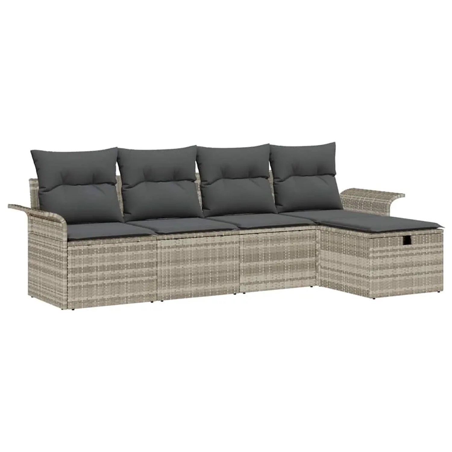 vidaXL Gartensofa-set mit Kissen 5-Tlg Hellgrau Poly-Rattan 3358861 günstig online kaufen