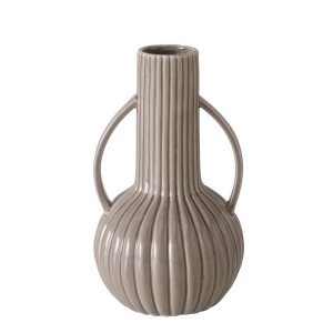 Braune Boltze Home Vase Pilarus, Ø 12 cm, 21 cm hoch. Dekorative Porzellanvase mit zwei Henkeln.