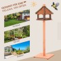 PawHut Vogelhaus Vogelständer Spielstand mit Wasserfestem Dach Natur Ø52 x130Hcm_3