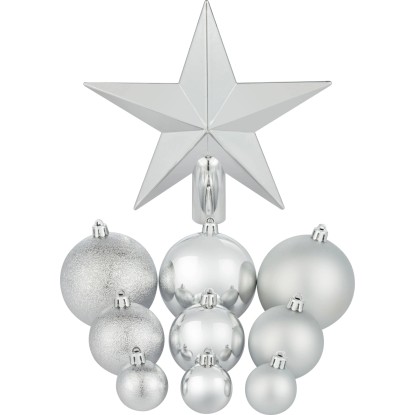 OBI Weihnachtskugeln 63-Teilig Silber Kunststoff