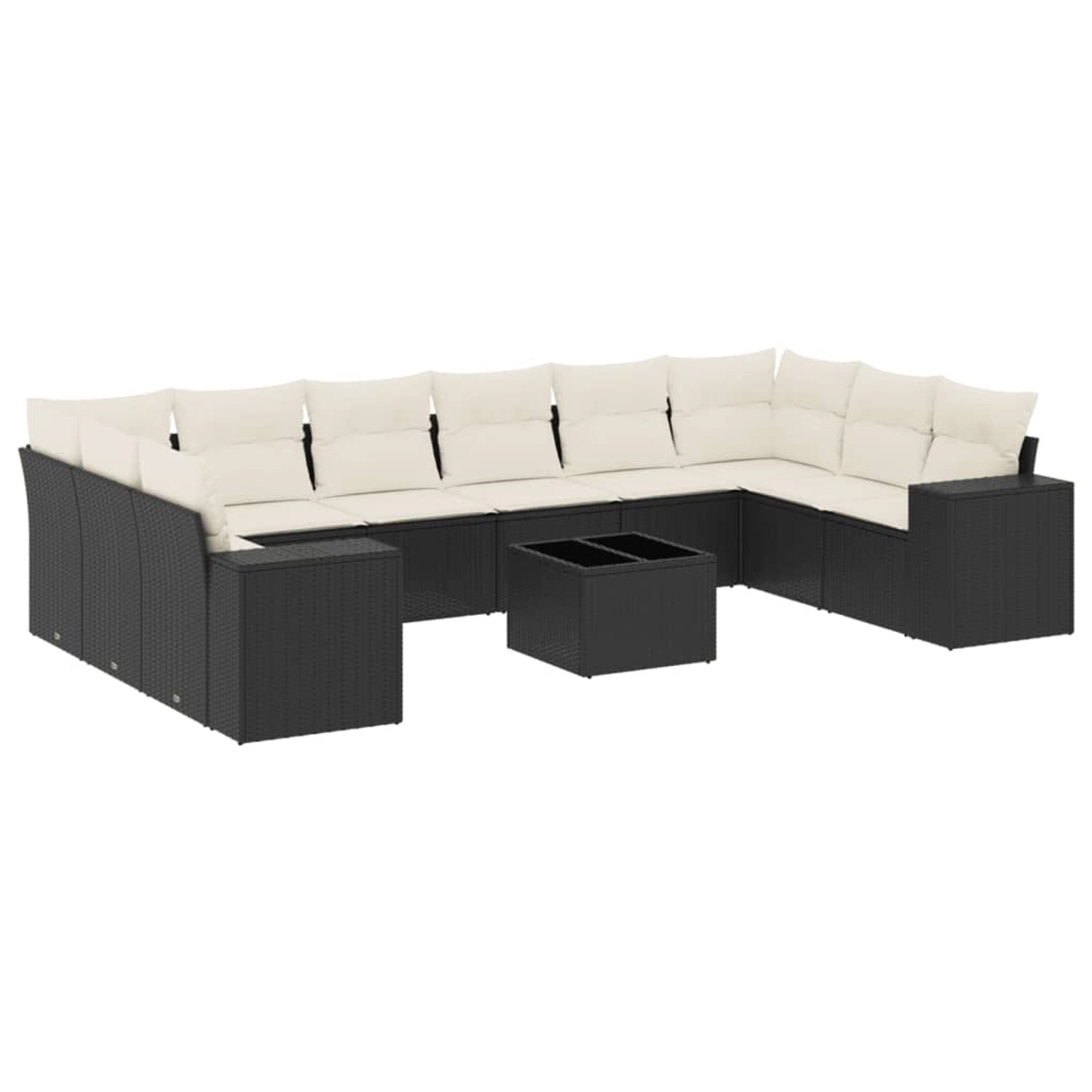 vidaXL 11-Tlg Garten-Sofagarnitur mit Kissen Schwarz Poly Rattan 3255413 günstig online kaufen