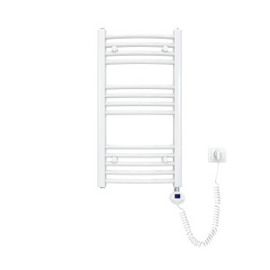 Emke Elektrischer Badheizkörper Gebogen mit Thermostat Handtuchtrockner mit Heizstab 75x40cm 300W Weiß