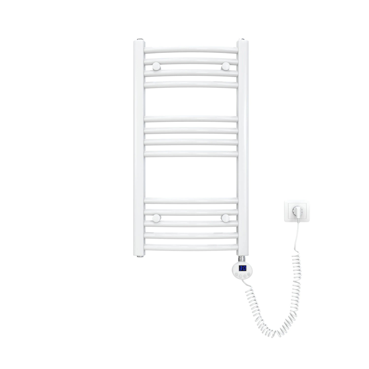 Emke Elektrischer Badheizkörper Gebogen mit Thermostat Handtuchtrockner mit Heizstab 75x40cm 300W Weiß