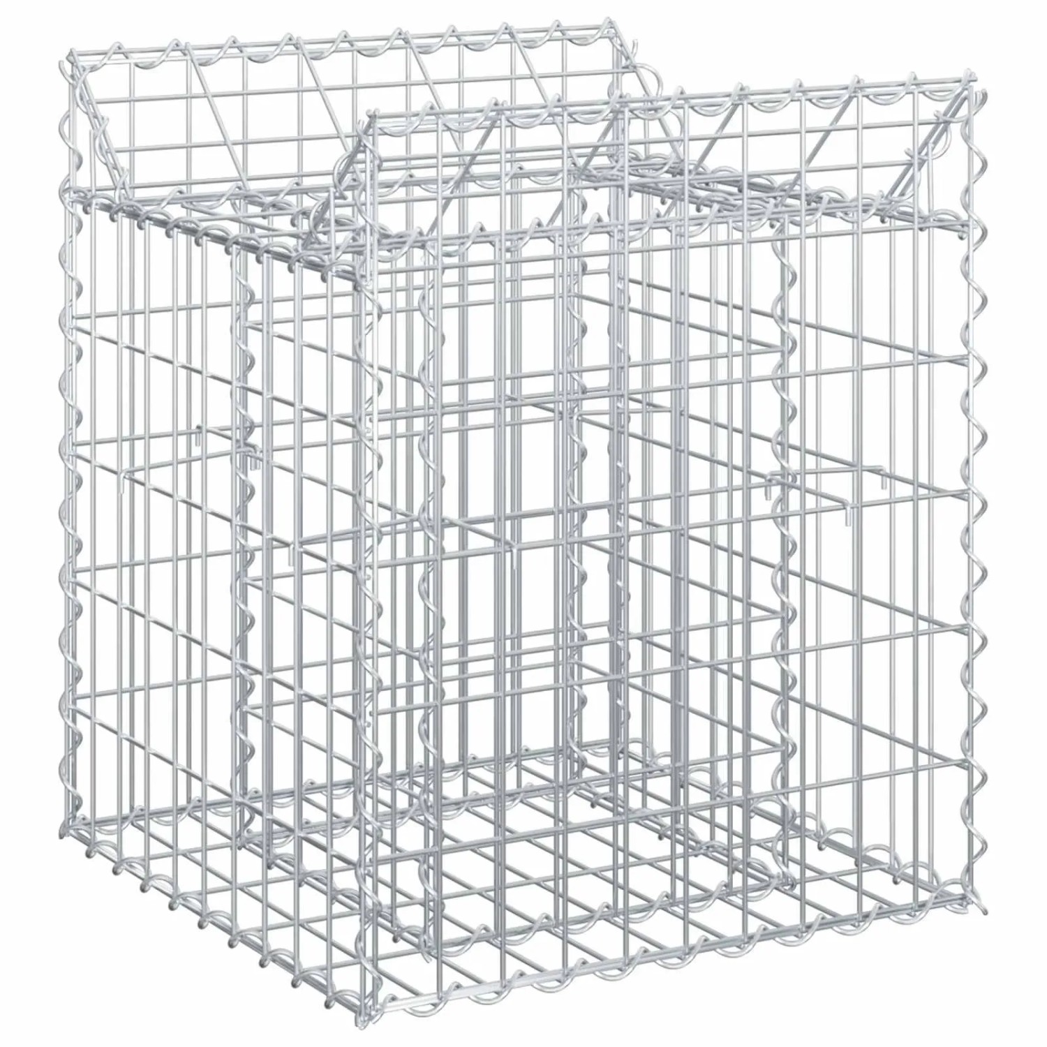 vidaXL Gabionen Hochbeet Silber 50 x 50 x 60 cm Verzinkter Stahl 42033290