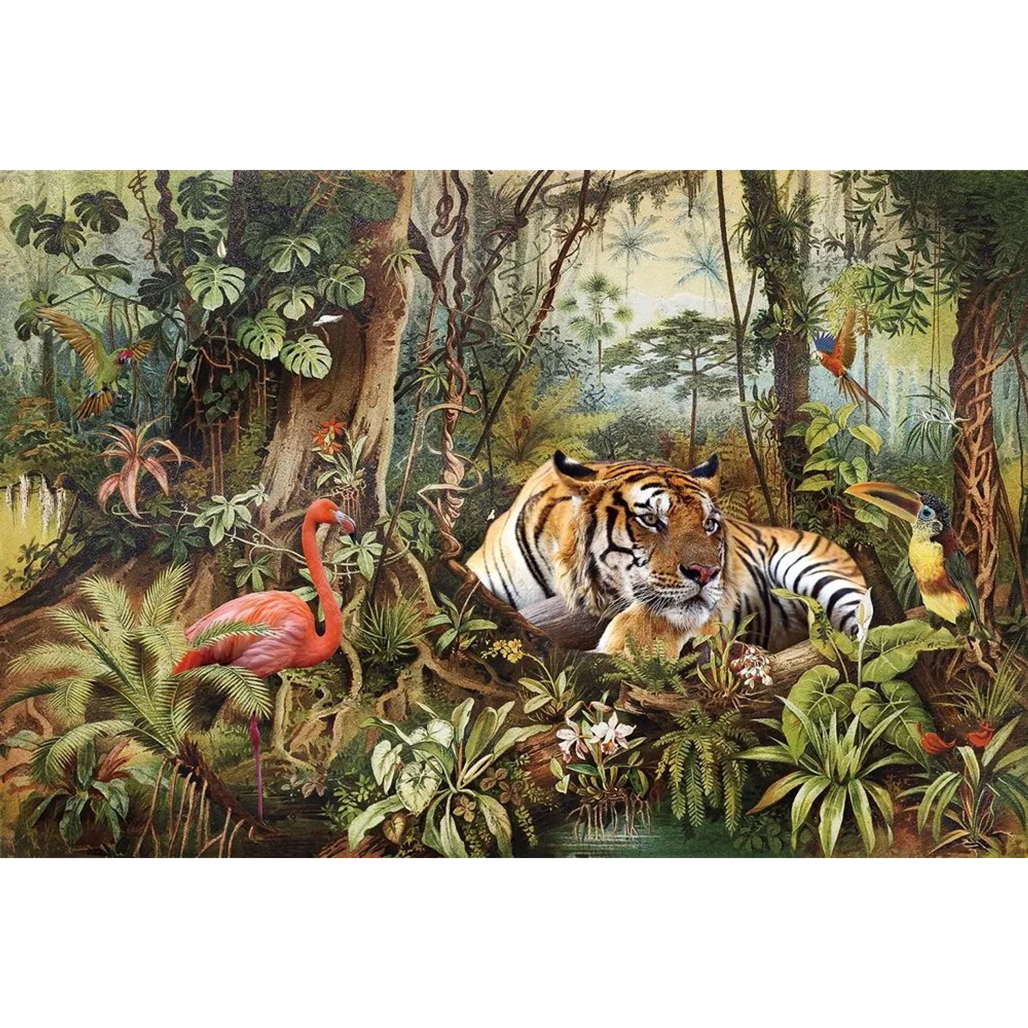 Art Universe Leinwandbild Flamingo Trifft Tiger 100 x 150 cm