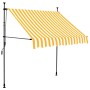 Einziehbare Markise in Weiß-Orange gestreift, handbetrieben, mit LED-Beleuchtung, 100 cm breit.