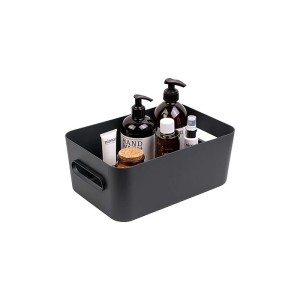 SmartStore Aufbewahrungskorb Comfort M in Dunkelblau mit diversen Badartikeln.