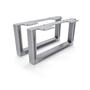 HEVVA GRAZ Möbelfüße aus Rohstahl mit Klarlack, 2er Set. Rechteckige Metallbeine für Möbel, 15 cm hoch, 30 cm tief.