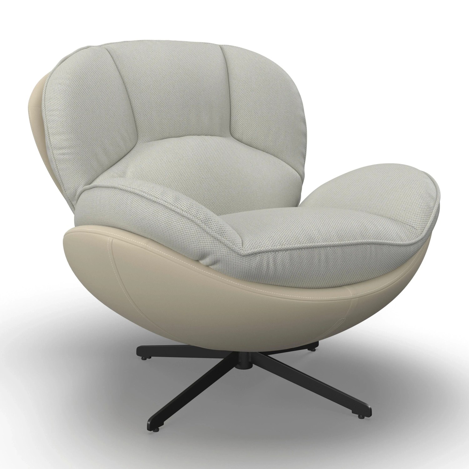 Bessagi Home Relaxsessel Ina Webstoff/Lederlook Beige