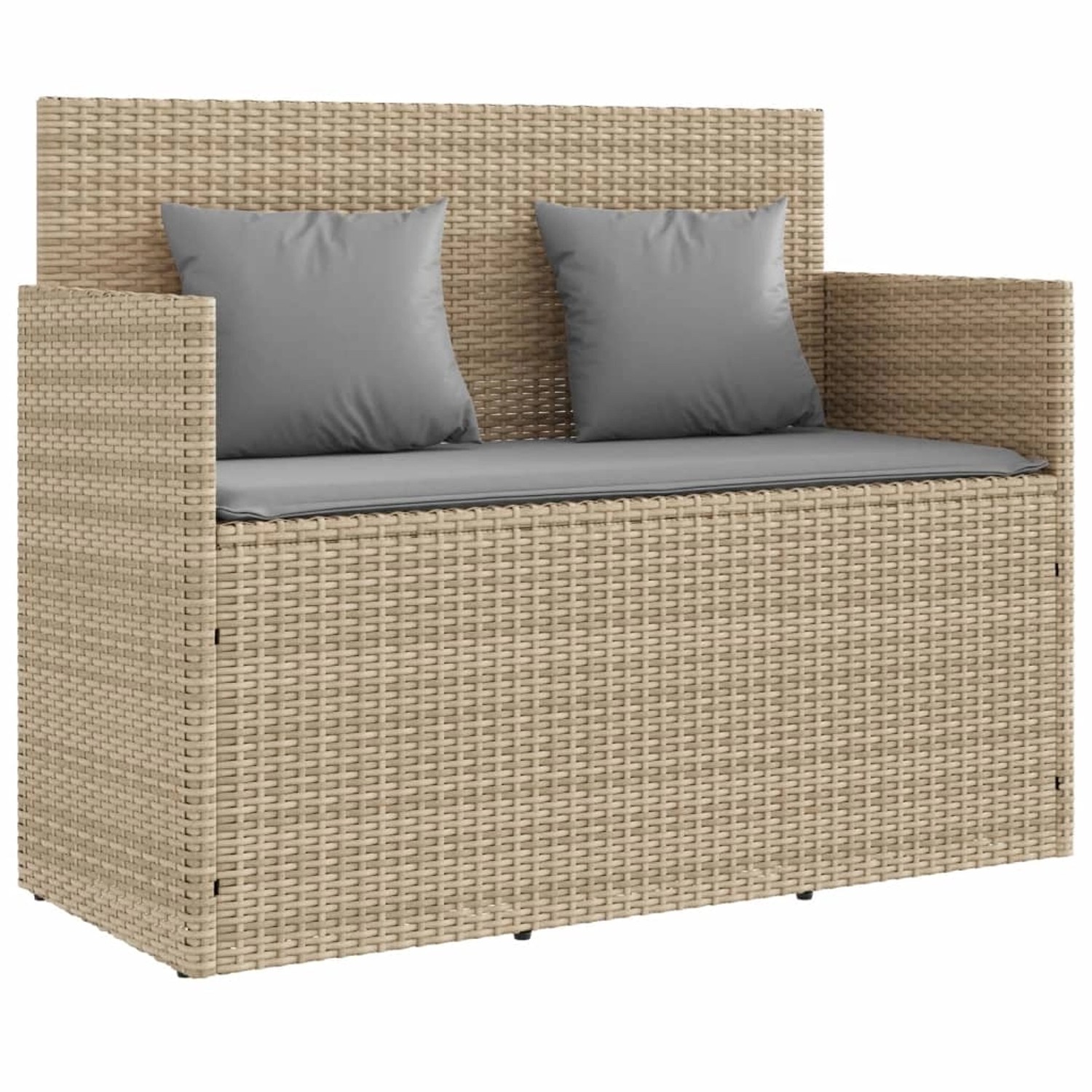 VidaXL Gartenbank Poly Rattan mit Kissen Beige günstig online kaufen