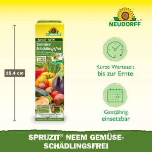 Neudorff Spruzit NEEM GemüseSchädlingsfrei 75 ml Flasche. Schützt Gemüse vor Insekten & Kartoffelkäfern. 15,4 cm, ganzjährig nutzbar.