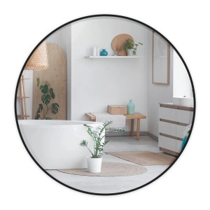 Runder Floordirekt Wandspiegel Bella mit schwarzem Aluminiumrahmen, Ø 60 cm.