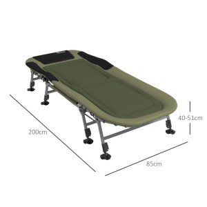 Grünes Outsunny Campingbett aus Stahl mit Oxford-Gewebe, verstellbar und zusammenklappbar.