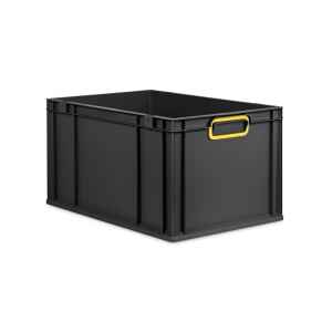 PROREGAL Eurobox Nextgen Color HxBxT 32x40x60cm 65 Liter Griffe Gelb Geschlossen Schwarz Eurobehälter Transportbox Transportbehälter