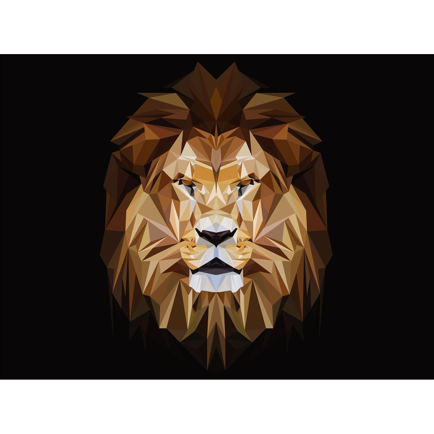 Leinwandbild: Abstrakter Löwenkopf in Braun- und Goldtönen, 116x84 cm.