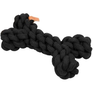 Schwarzes Ebi Hundespielzeug Dente S aus Baumwolle, Knochenform, 19 cm.