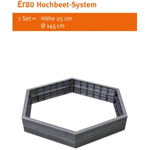 Garantia Ergo XL Wood Hochbeet-System aus Kunststoff, sechseckig, 25 cm hoch, Holzoptik.