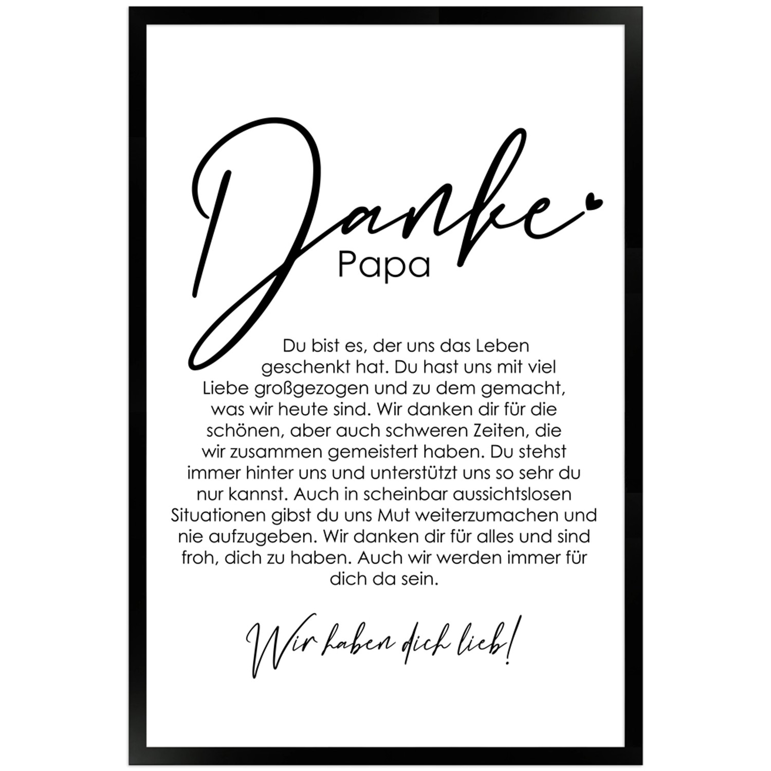 WANDStyle Gerahmtes Poster Danke Papa 40 x 60 cm Geschenkidee für Mehrere P günstig online kaufen