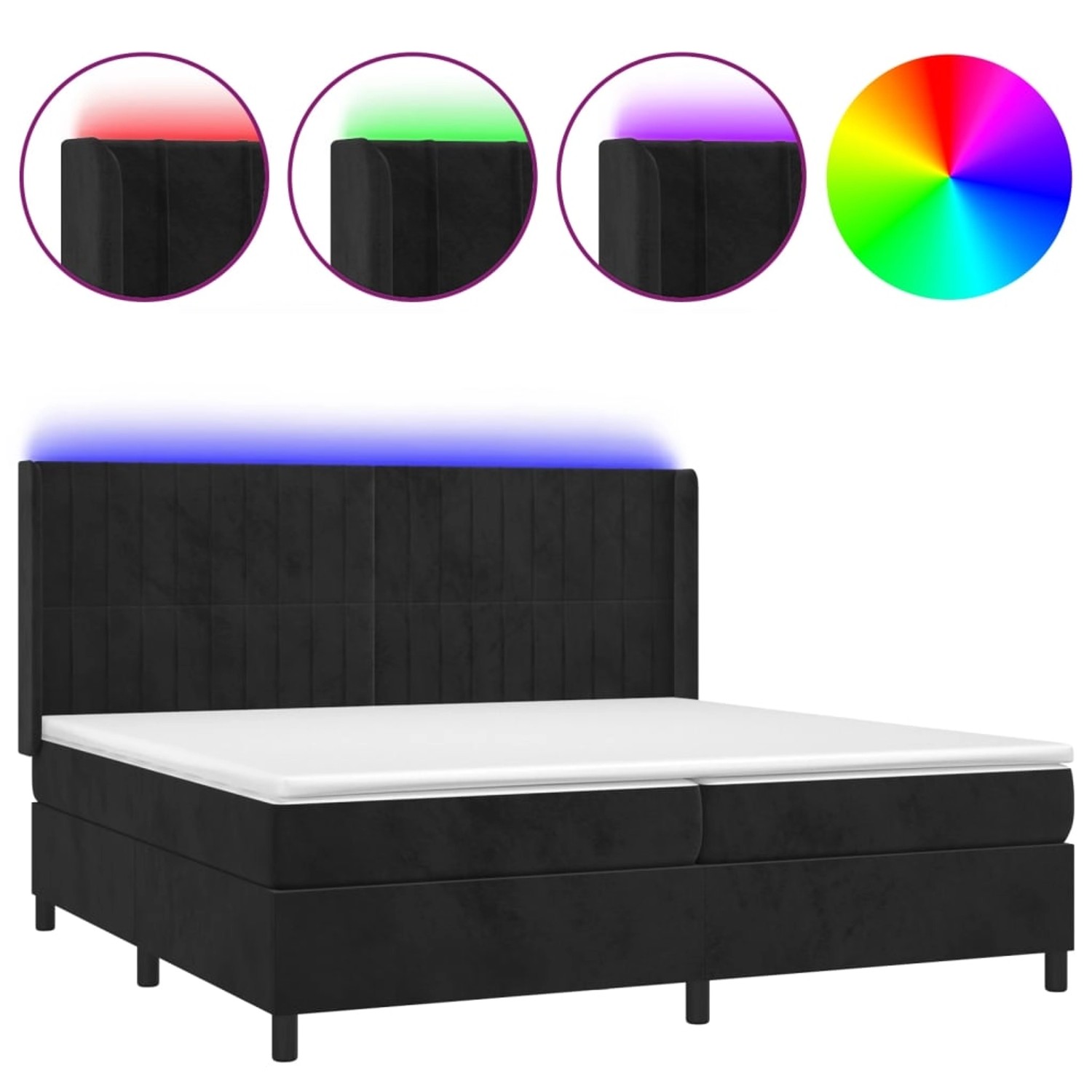 vidaXL Boxspringbett mit Matratze & LED Schwarz 200x200 cm Samt 3139705 günstig online kaufen