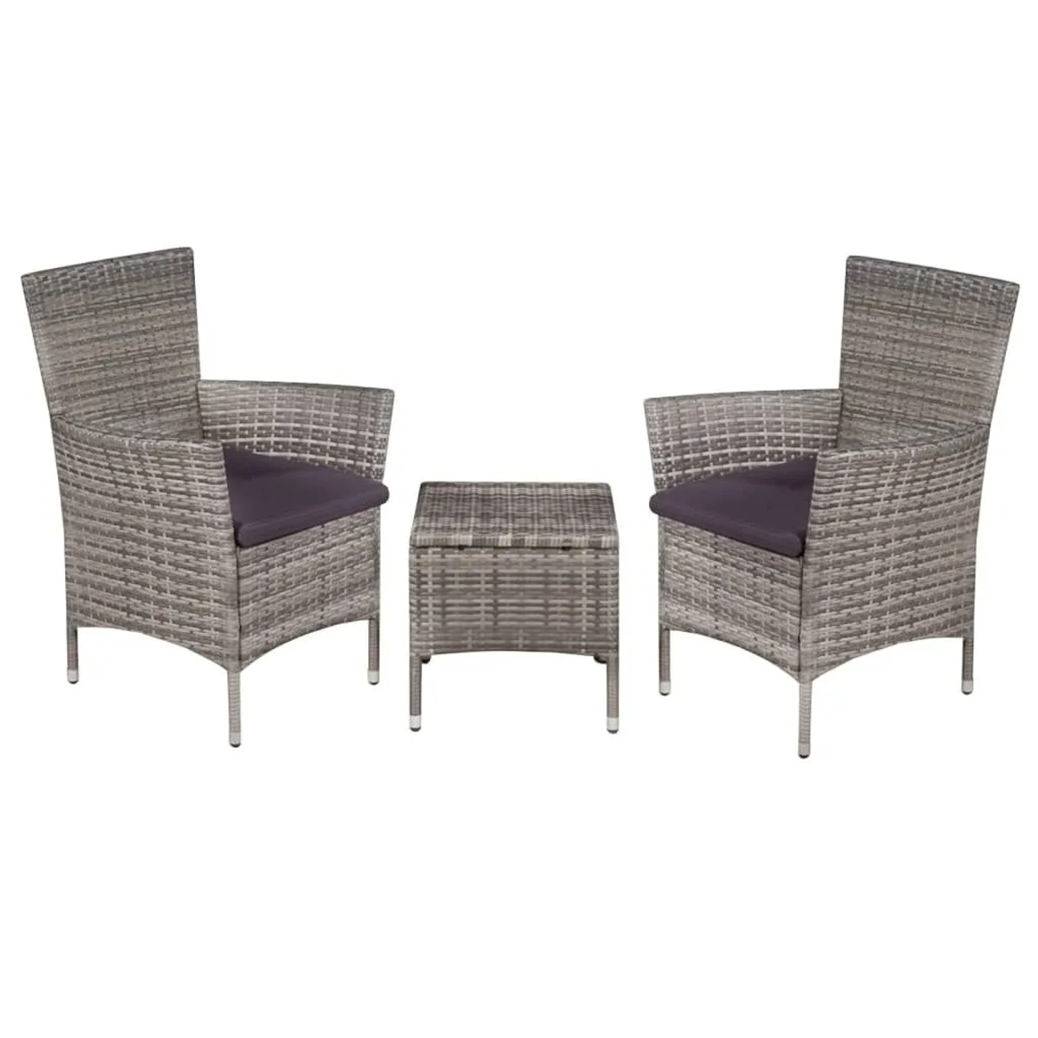 Furnicato 3-tlg Bistro-set Poly Rattan Grau