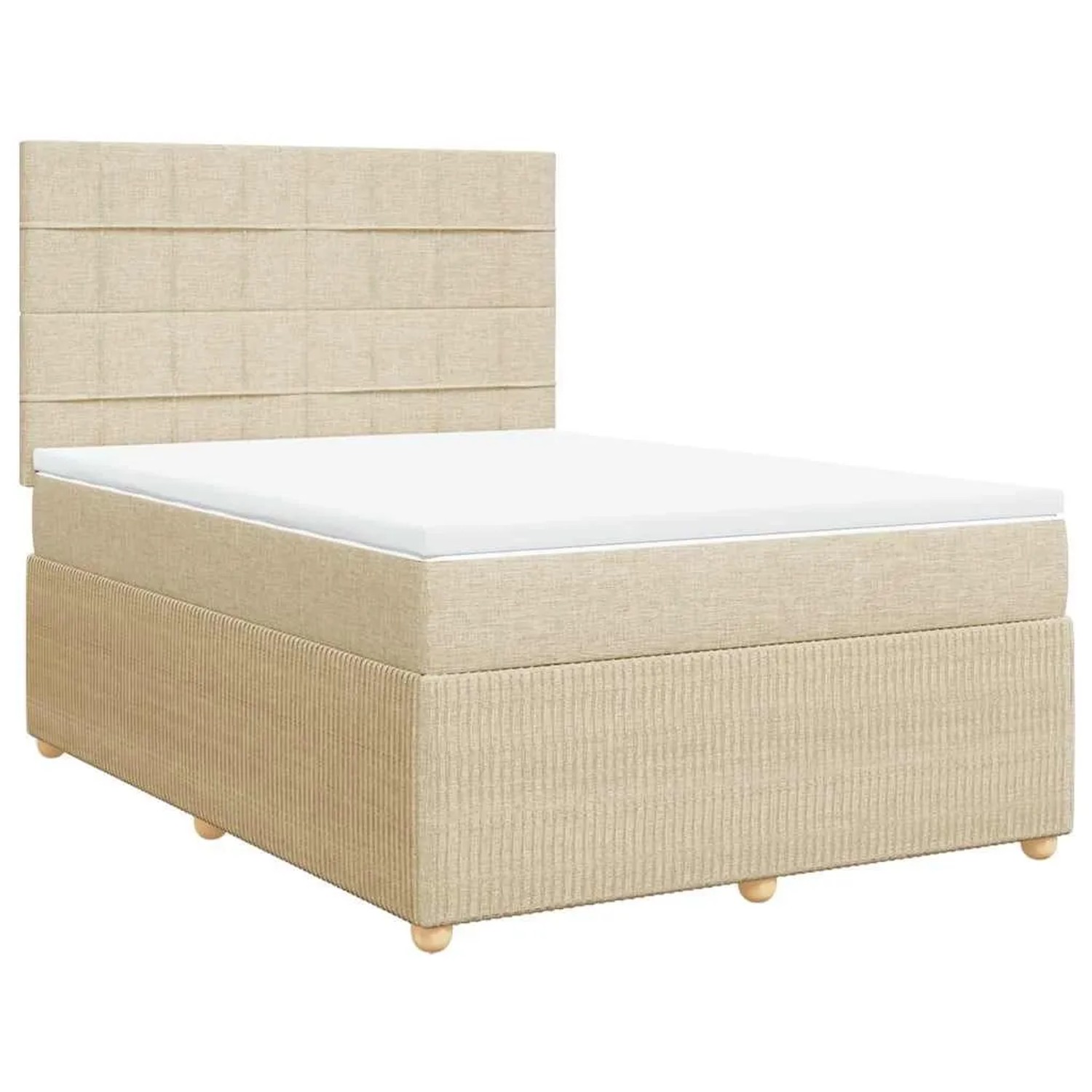vidaXL Boxspringbett mit Matratze Creme 140x190 cm Stoff 3294356