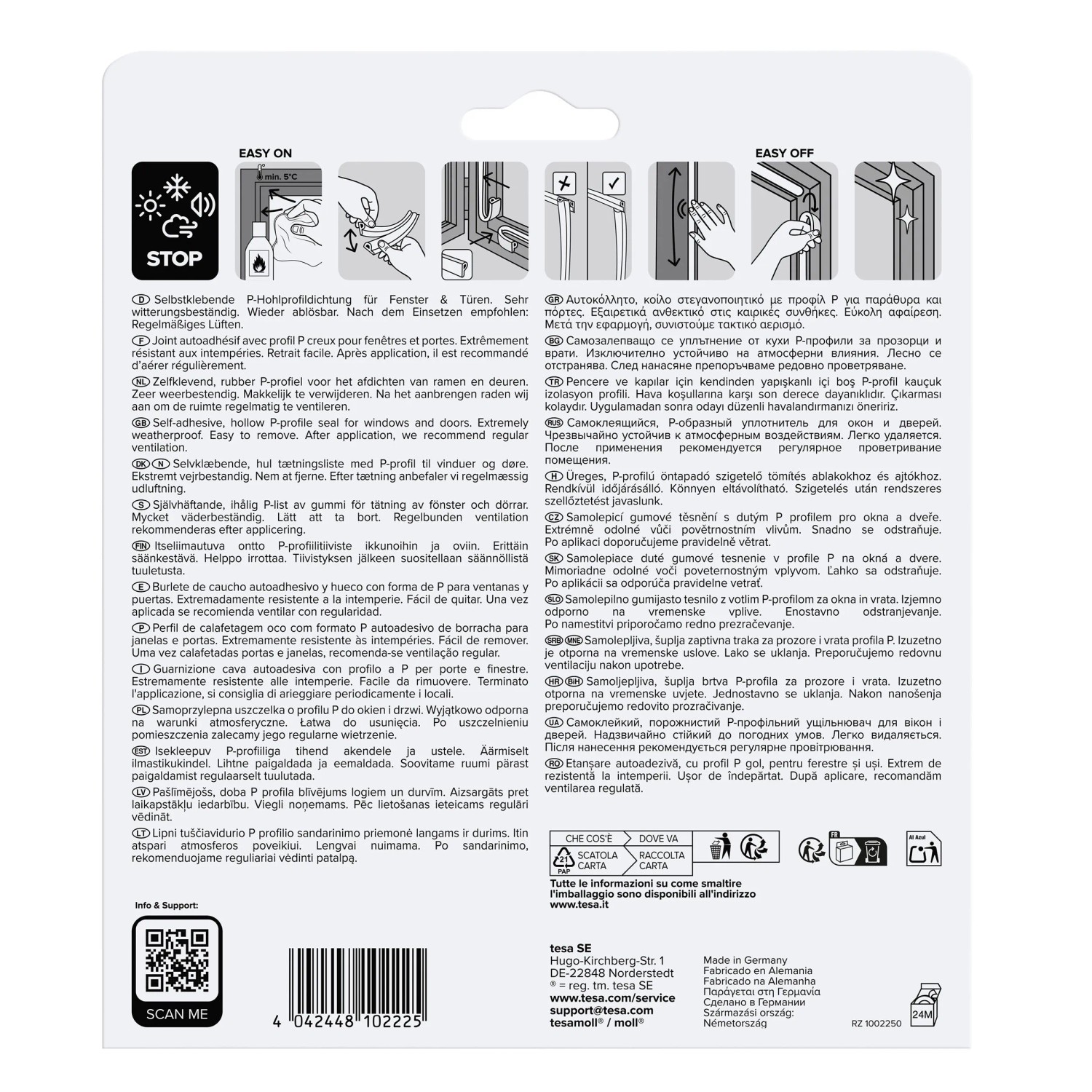 tesa® Insulation Dichtungsband P-Profil, braun, 10m für Fenster und Türen.