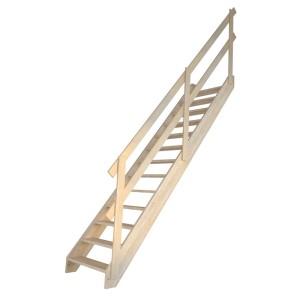 StarWood Treppe Korfu, Fichte, gerade, mit Holzgeländer. Offene Bauweise.