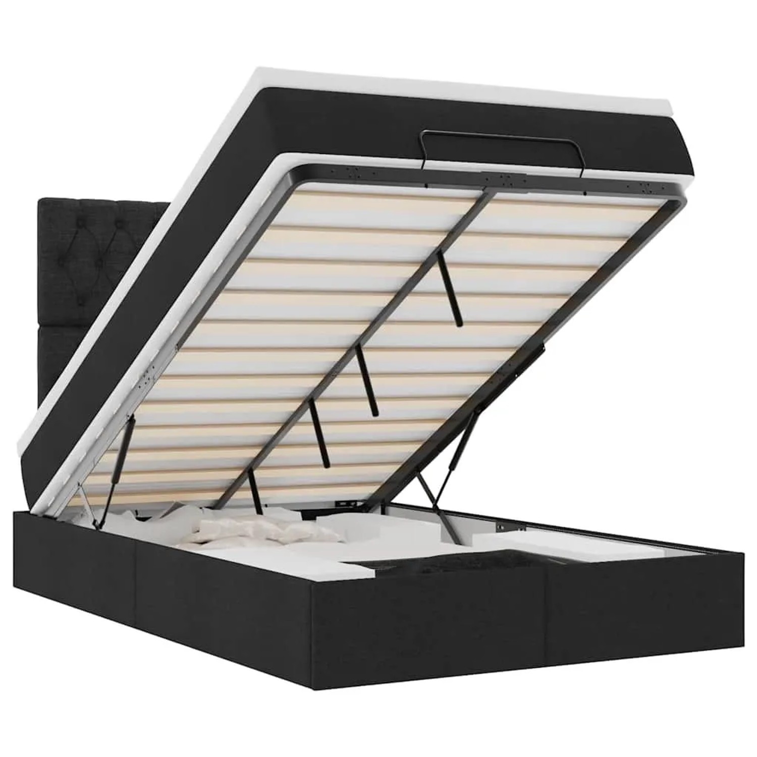 vidaXL Ottoman-Bett mit Matratze und LEDs Schwarz 120x190 cm Stoff 3314074
