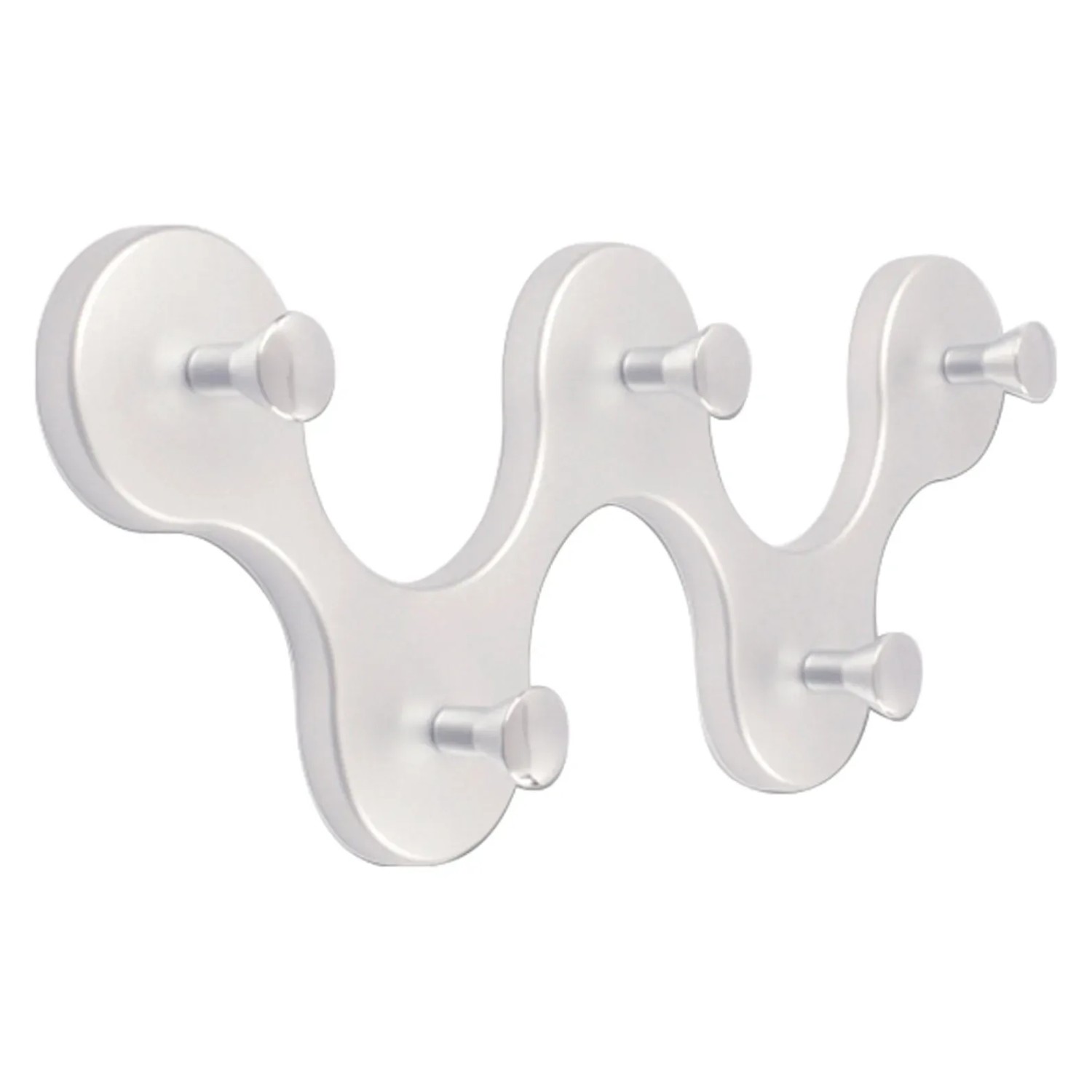 Siro Hakenleiste mit 5 Haken, Kunststoff in Aluminium/Chrom Optik, 248mm lang.