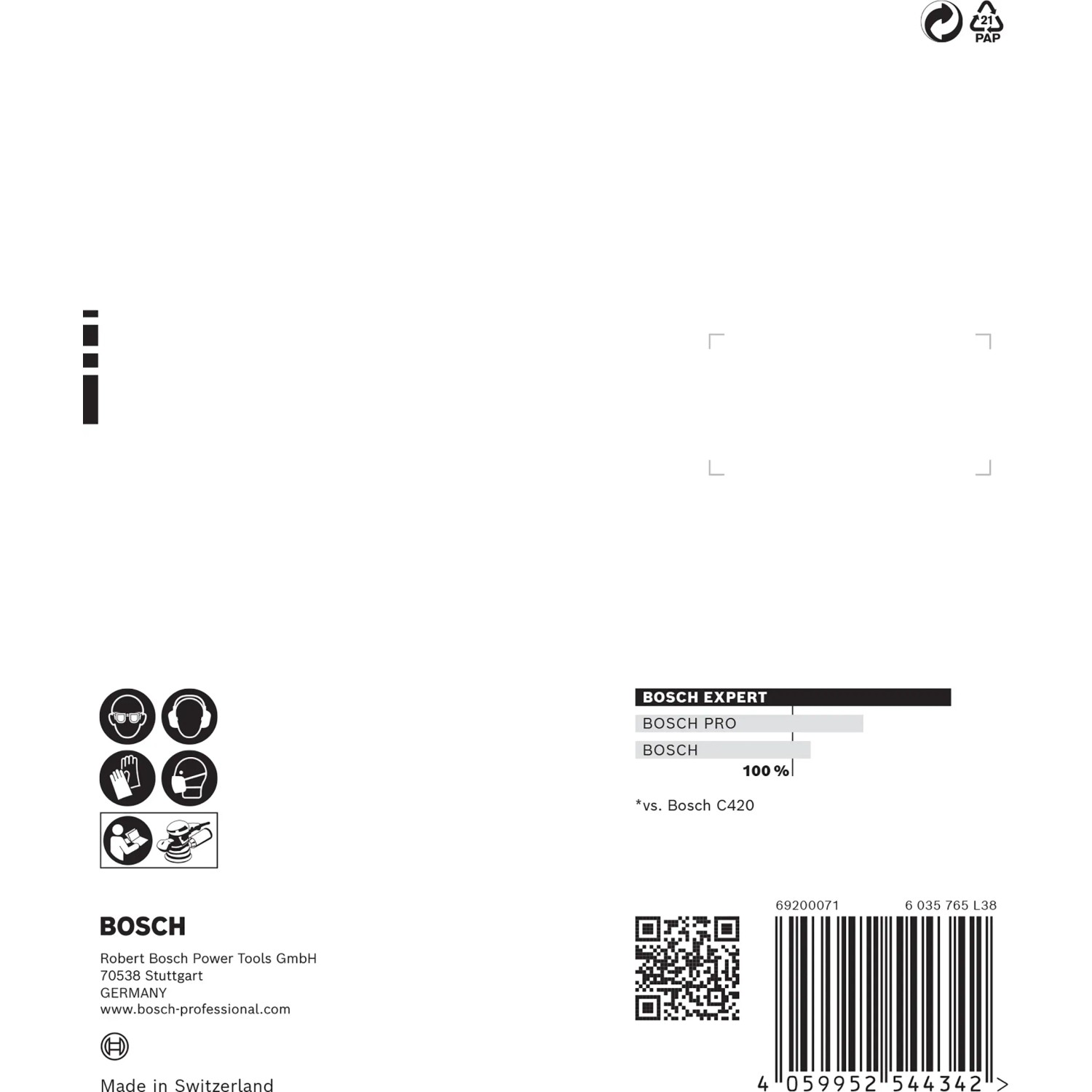 Verpackung Bosch Expert Schleifblatt C470, Ø 125 mm, K120, 5 Stück, Zubehör für Exzenterschleifer.