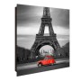 Schwarzer Banjado Schlüsselkasten Glas mit Paris-Motiv, 50 Haken, beschreibbar und magnetisch.