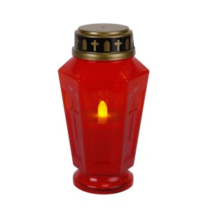 Rote LED Grabkerze mit Flackerlicht, wetterfest, für Grableuchten & als Grablicht geeignet.