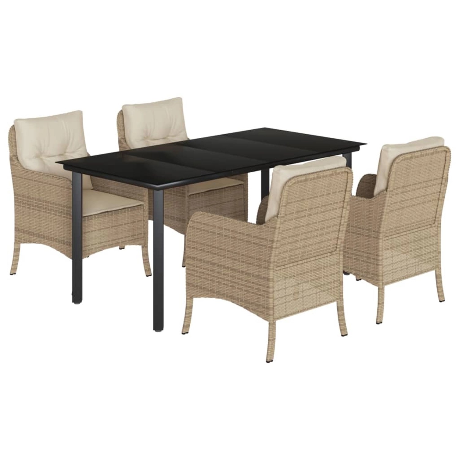 vidaXL 5-Tlg Garten-Essgruppe mit Kissen Beige Poly Rattan 3211972 günstig online kaufen