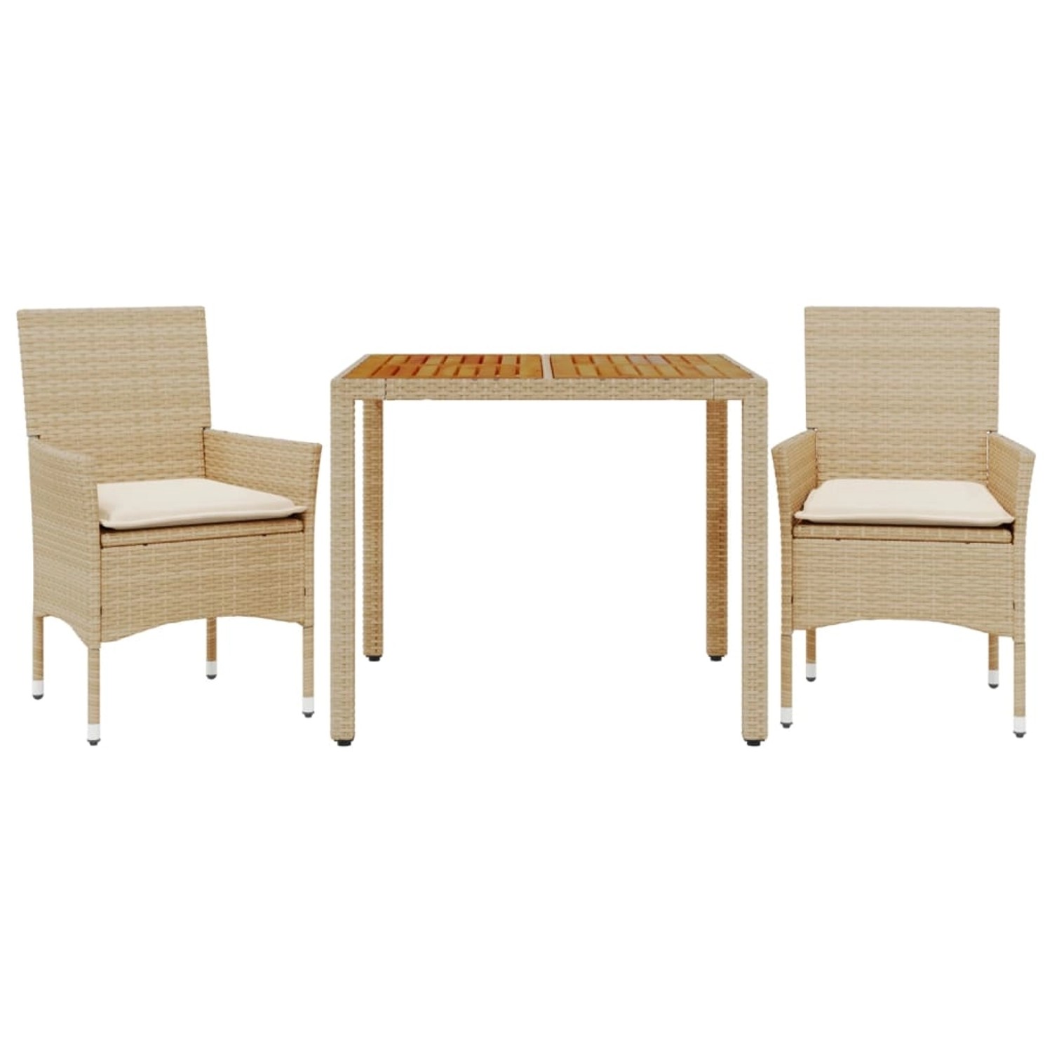 vidaXL 3-Tlg Garten-Essgruppe mit Kissen Beige Poly Rattan Akazie 3278681 günstig online kaufen