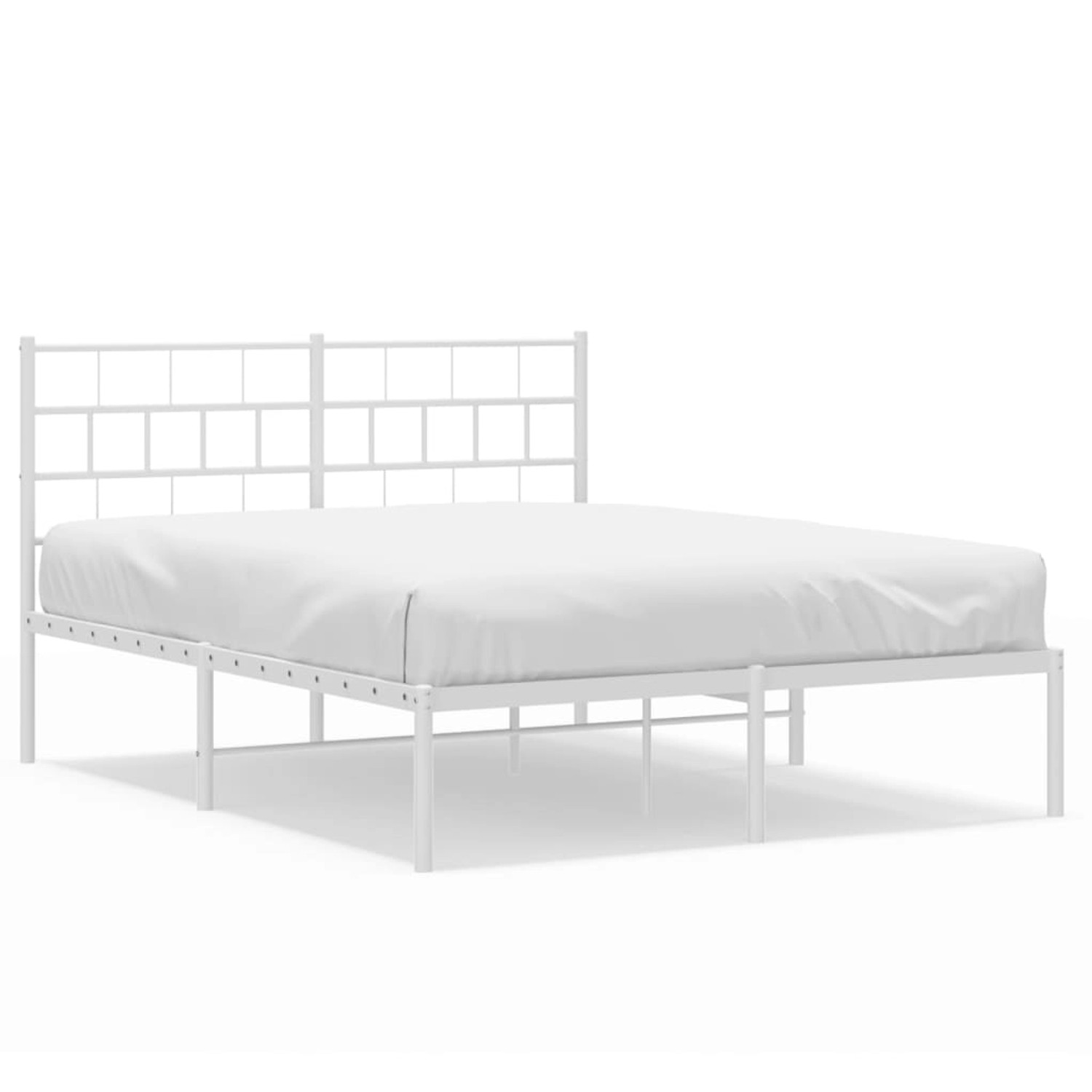 vidaXL Bettgestell Bettrahmen mit Kopfteil Metall Weiß 140x200 cm Bett Bett günstig online kaufen