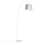 Moderne Bogenlampe Bend von QAZQA mit grauem Schirm, Stahl und Betonsockel. Innenleuchte für Wohnräume.