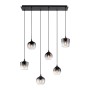 Schwarze Just Light Pendelleuchte Zea, 6-flammig mit Rauchglas-Schirmen. Dekorative Hängelampe für E14 Leuchtmittel.