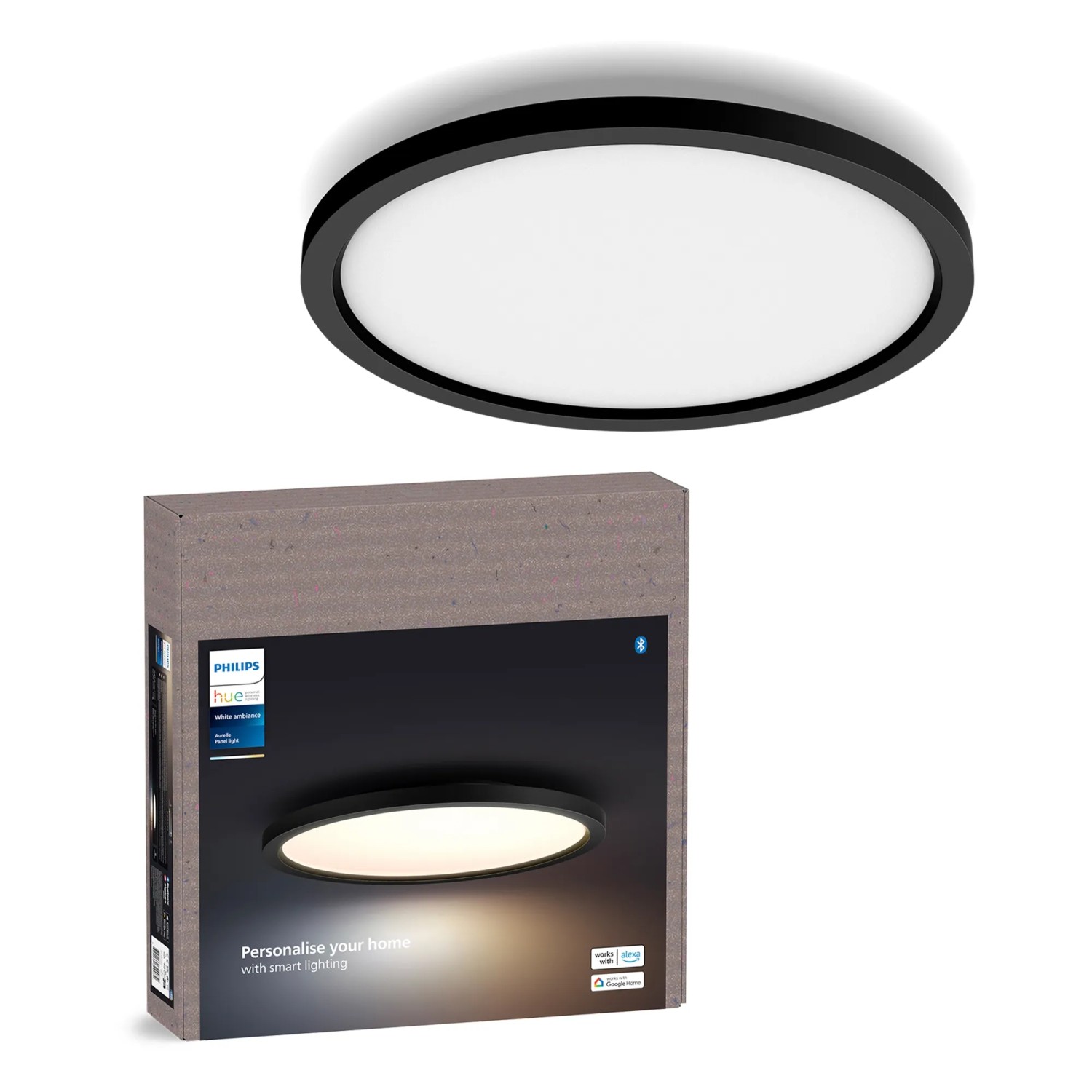 Philips Hue Aurelle LED-Panel, Ø 39,5 cm, Schwarz, mit Verpackung.