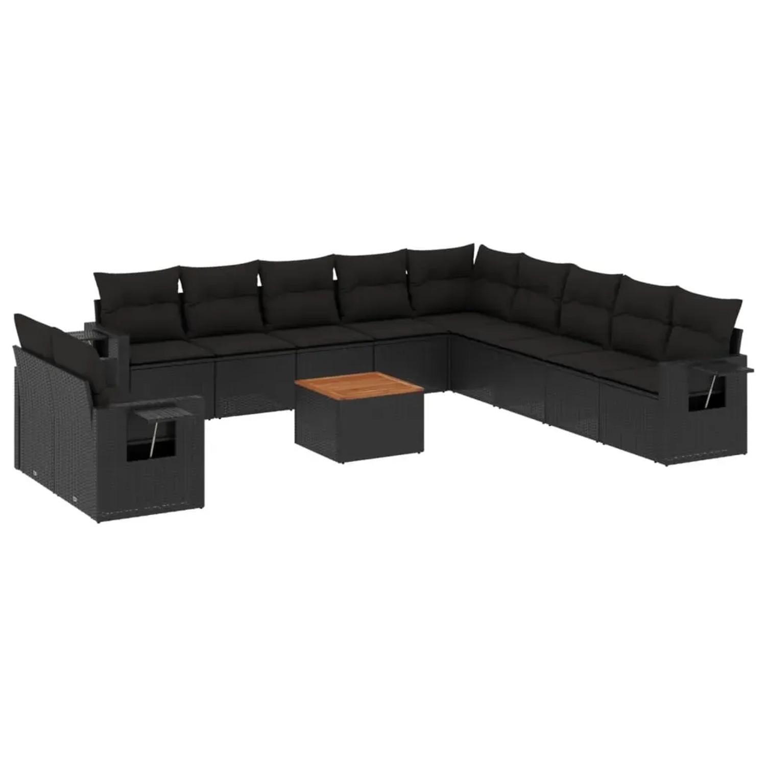 vidaXL 12-Tlg Garten-Sofagarnitur mit Kissen Schwarz Poly Rattan 3256972 günstig online kaufen