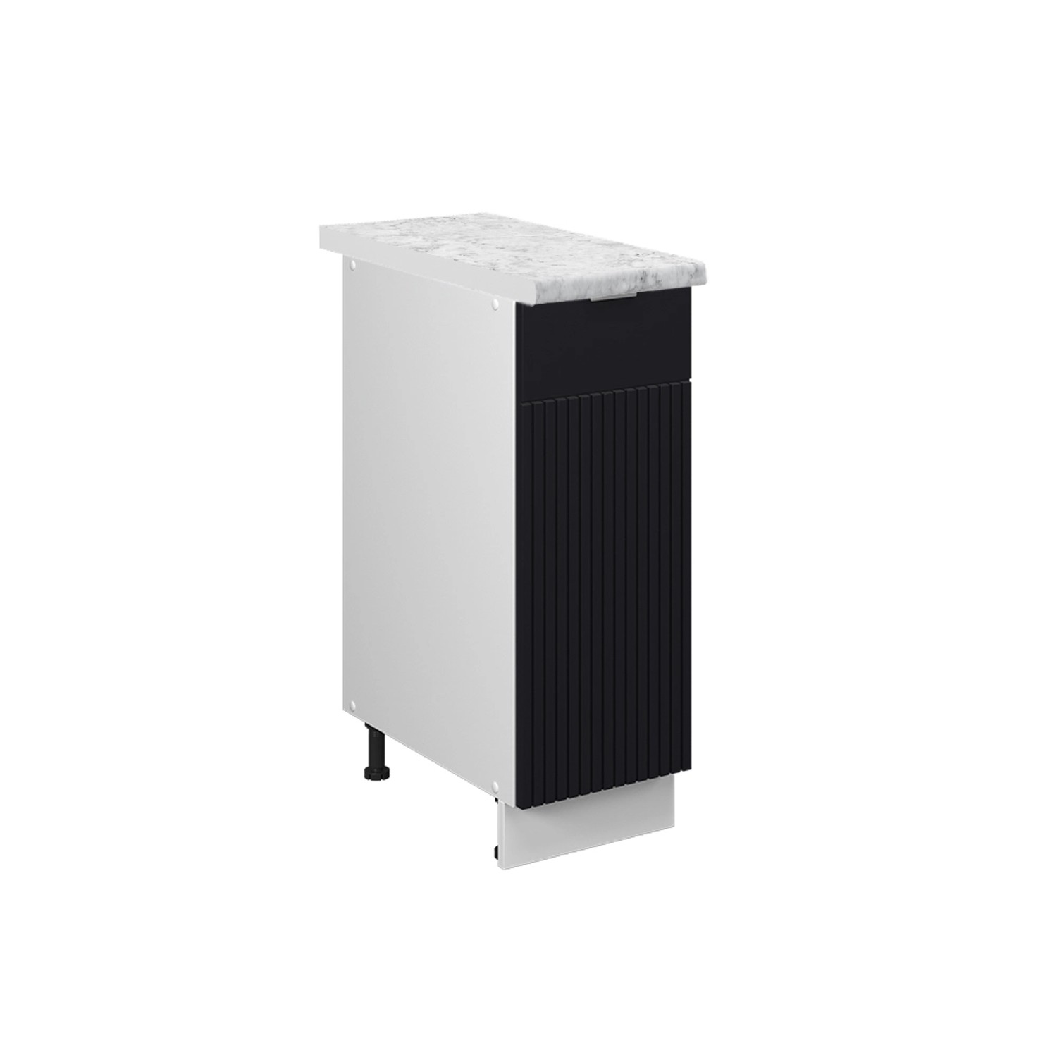 Vicco Apothekerunterschrank Fame-Line Schwarz Gestreift 30 cm AP Marmor