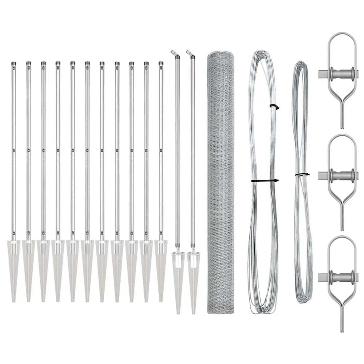 vidaXL Zaunpfosten Silber 25 x 1,6 m 25 mm Netz Stahl 3353393 günstig online kaufen