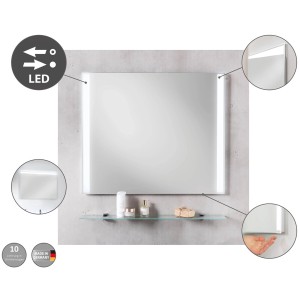 Fackelmann LED-Spiegel Brillant Light, 60 cm breit, mit seitlicher LED-Beleuchtung und Sensorschalter.