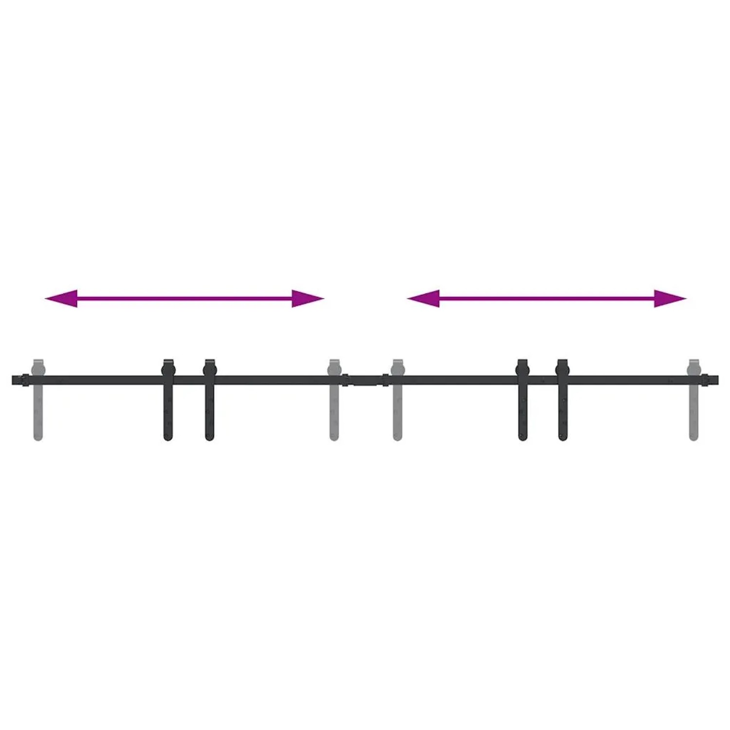 vidaXL Schiebetürbeschlag Set 183cm, Karbonstahl, für Schranktüren.