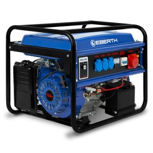EBERTH Notstromaggregat 5500W, 3-Phasen Stromerzeuger mit blauem Gehäuse und schwarzem Rahmen.