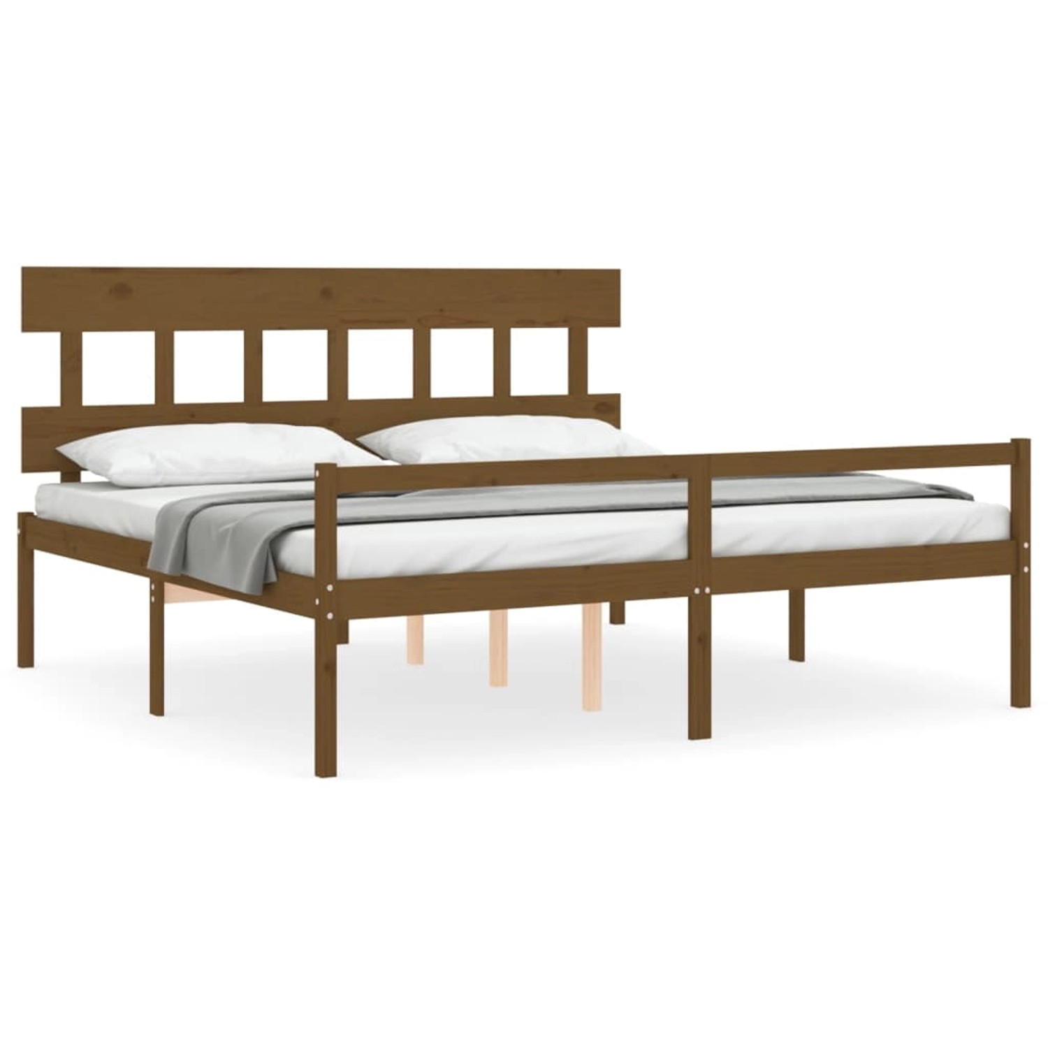 vidaXL Seniorenbett mit Kopfteil 200x200 cm Honigbraun Massivholz 3195439 günstig online kaufen