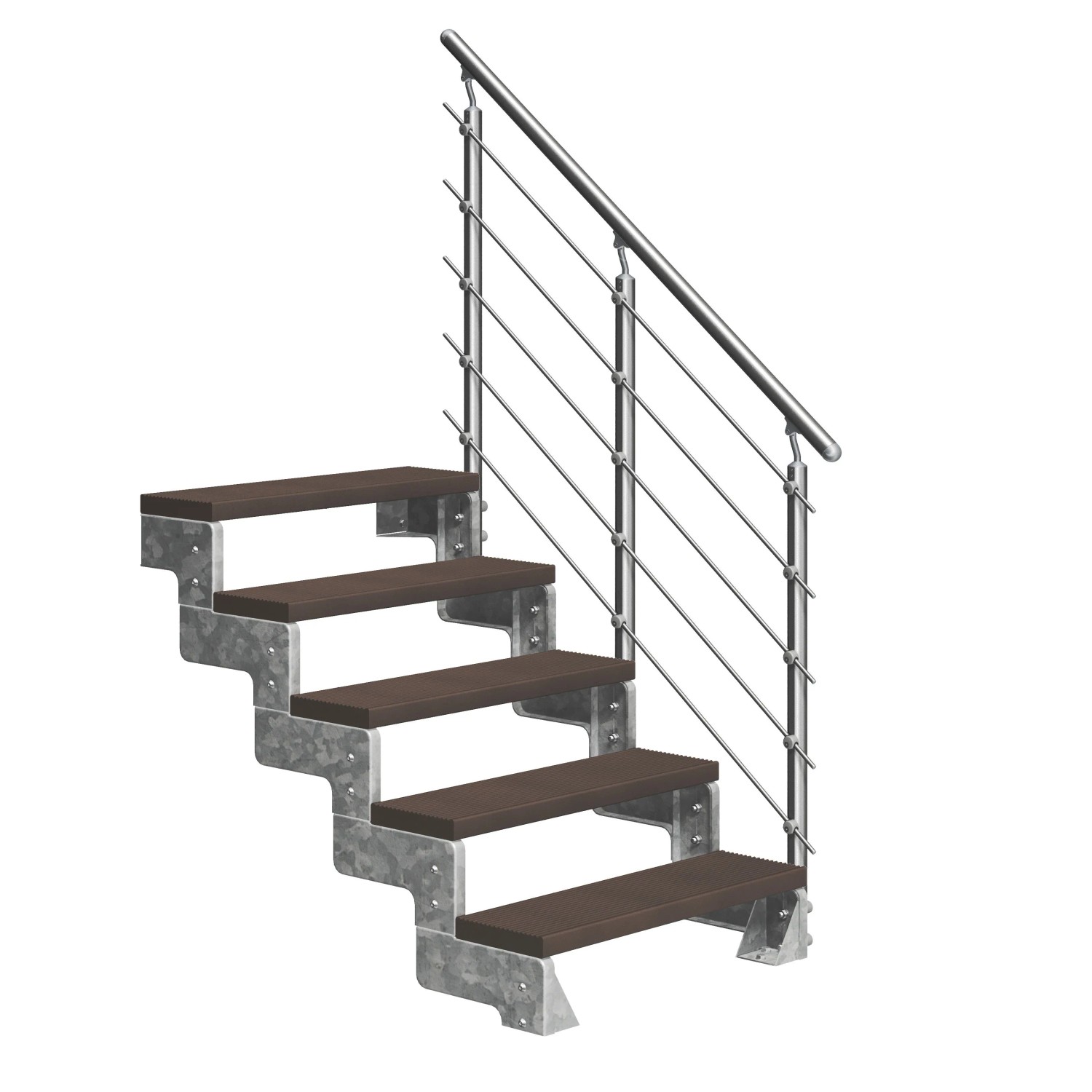 DOLLE Außentreppe Gardentop 5 TRIMAX-Stufen 80 cm Dunkelbraun + Geländer günstig online kaufen